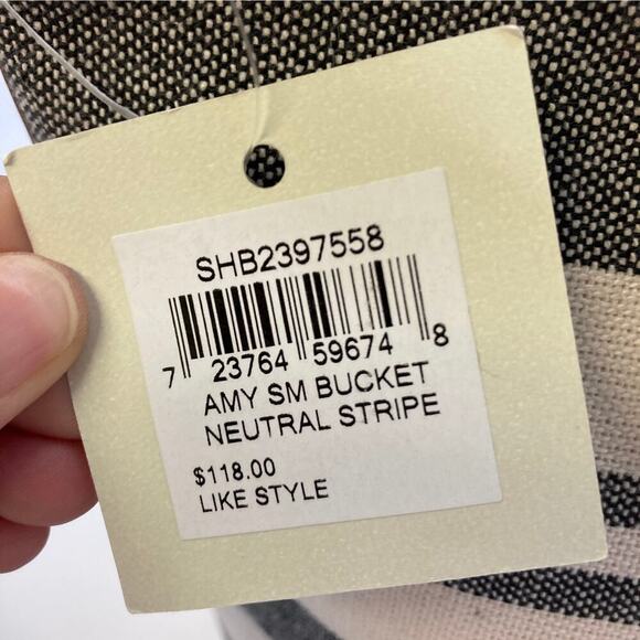 FOSSIL SMALL STRIPED CANVAS AND LEATHER CROSSBODY BAG (ASIS) - Picture 6 of 11